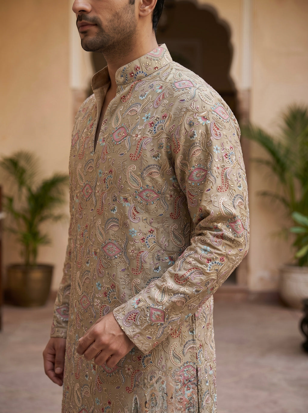 Men's Royal Elegance Embroidered kurtha and bottom