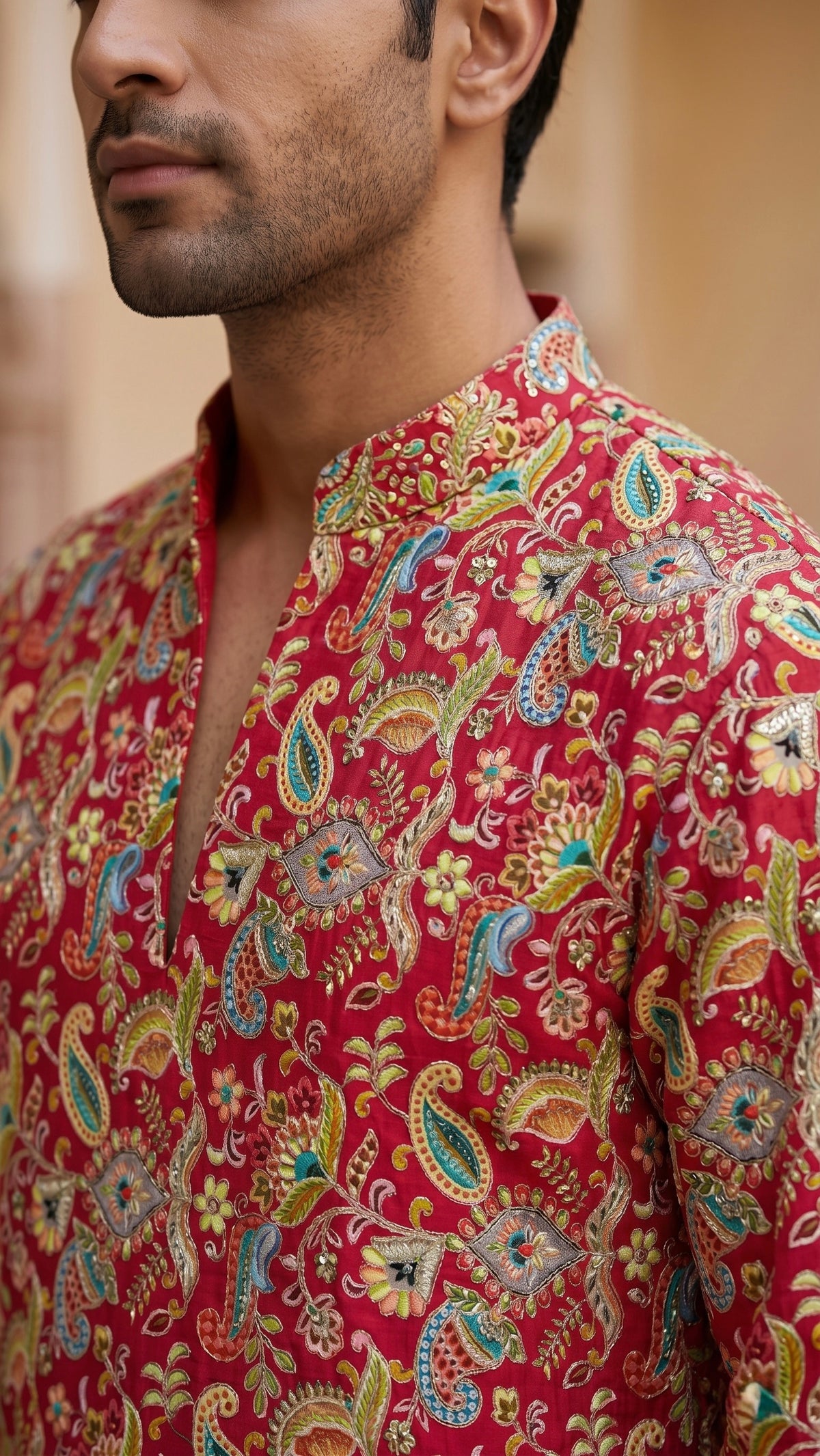 Men's Royal Elegance Embroidered Kurtha and Chudidar