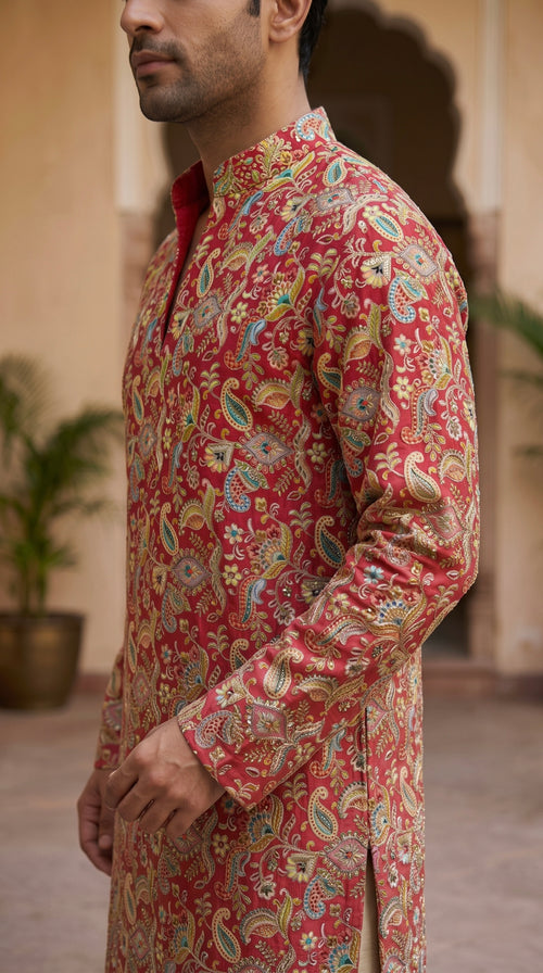 Men's Royal Elegance Embroidered Kurtha and Chudidar